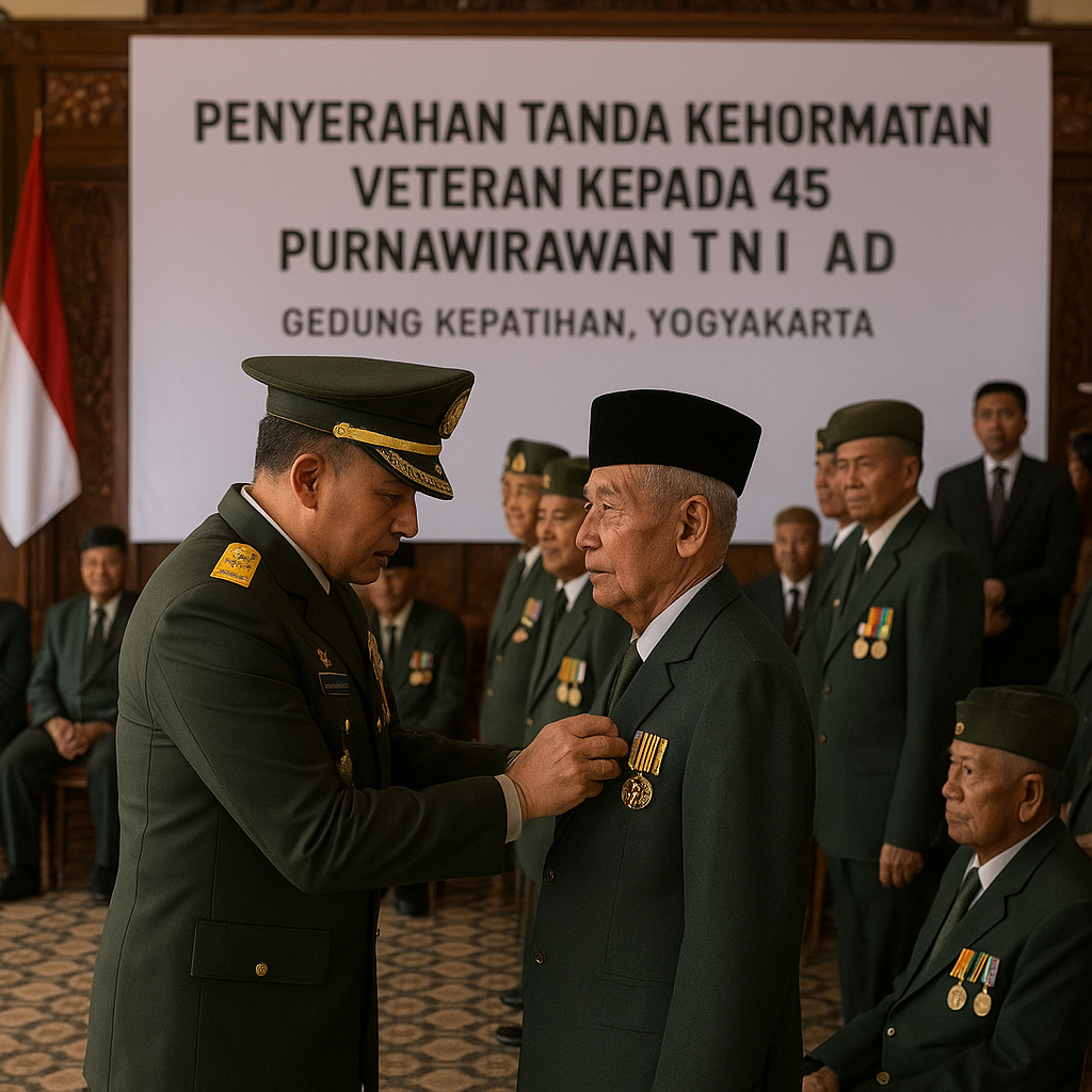Penyerahan Tanda Kehormatan Veteran kepada Purnawirawan TNI AD di Yogyakarta