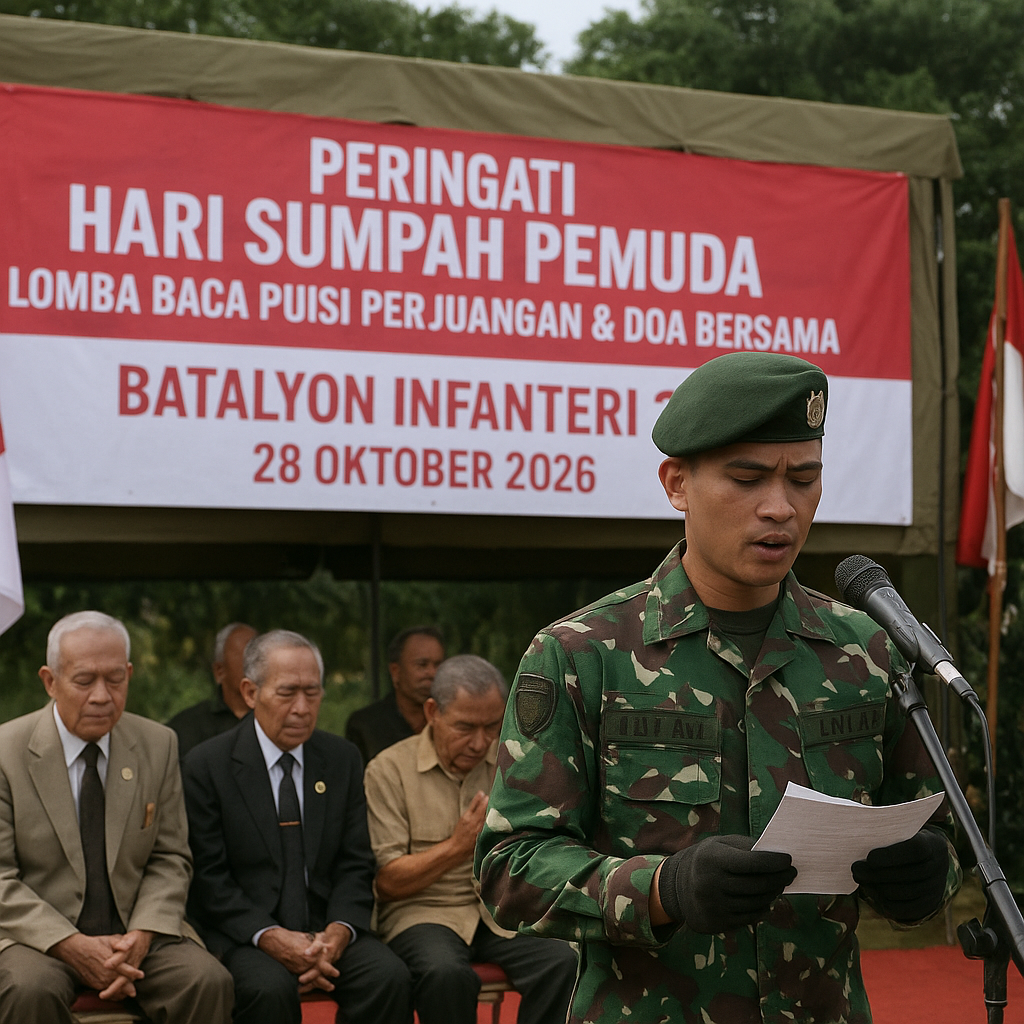 Peringati Hari Sumpah Pemuda, TNI AD Gelar Lomba Baca Puisi Perjuangan dan Doa Bersama