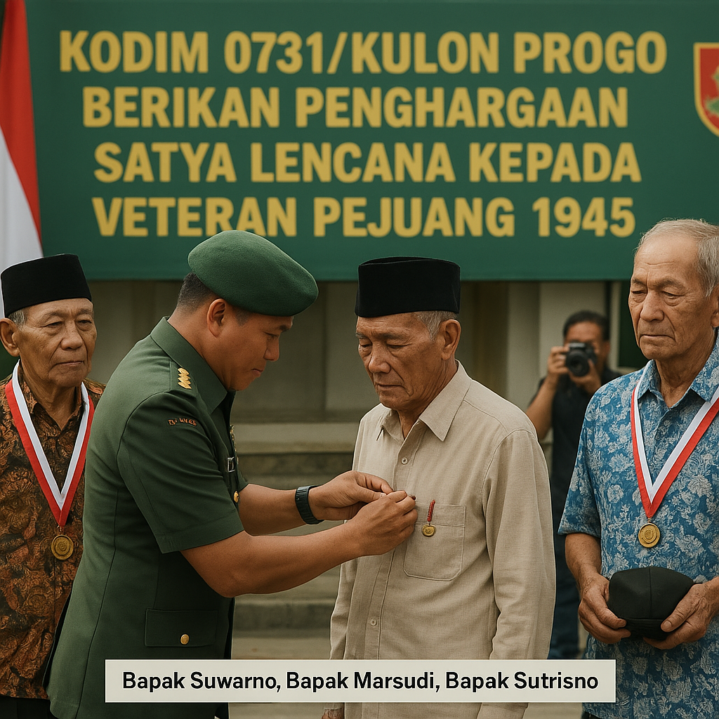 Kodim 0731/Kulon Progo Berikan Penghargaan Satya Lencana kepada Veteran Pejuang 1945