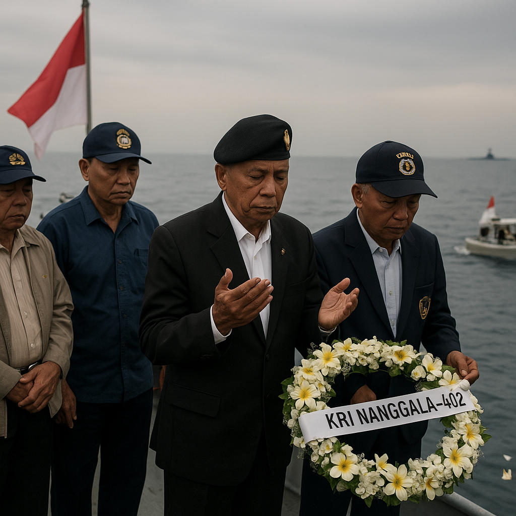 Kenangan Dinas di KRI Nanggala: Purnawirawan AL Gelar Doa dan Tabur Bunga