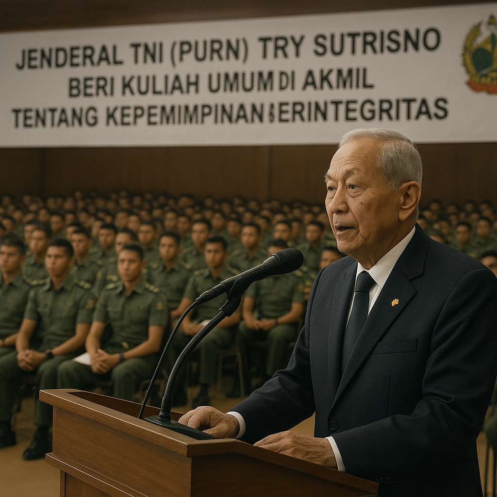 Jenderal TNI (Purn) Try Sutrisno Beri Kuliah Umum di Akmil tentang Kepemimpinan Berintegritas
