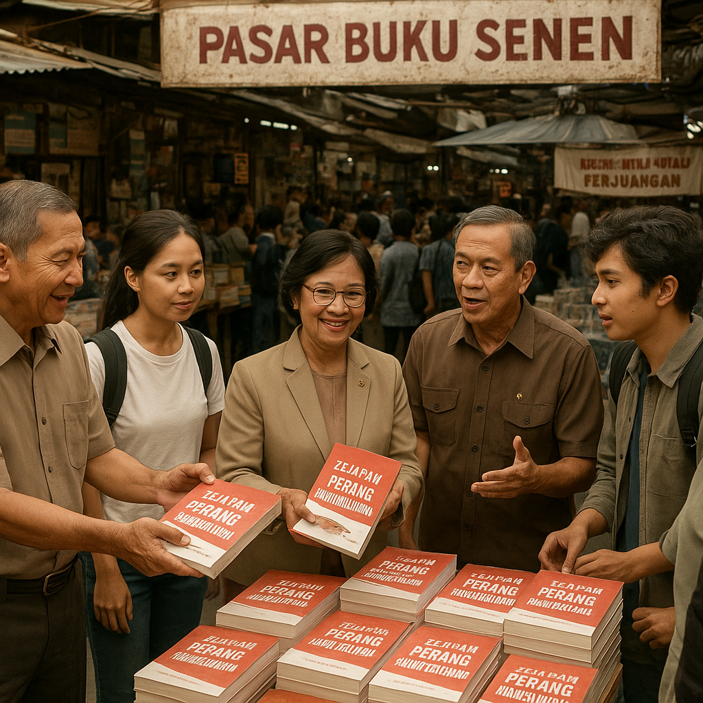 Purnawirawan TNI AD Bagikan Buku Sejarah Perang Kemerdekaan di Pasar Buku, Generasi Muda Diajak Nguri-Uri