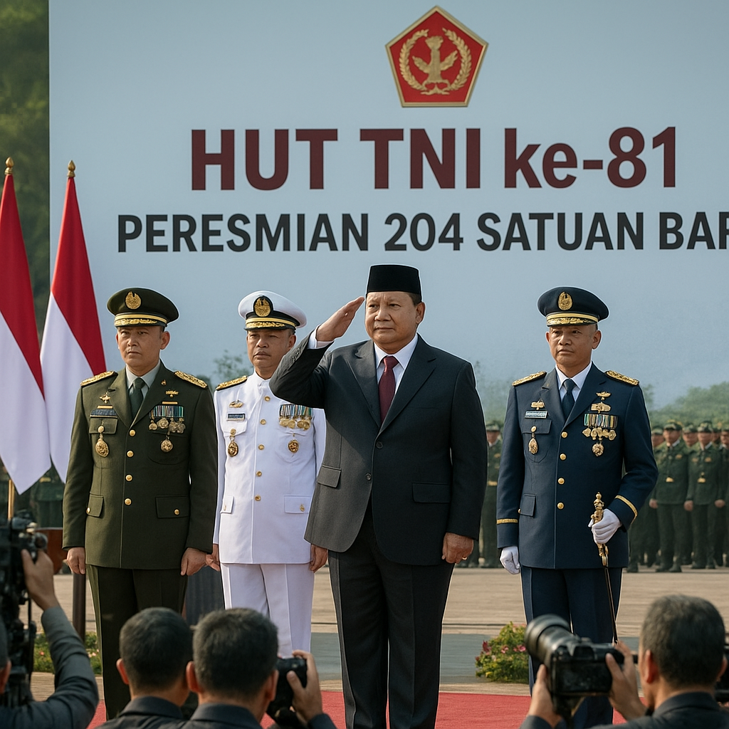 Presiden Prabowo Resmikan 204 Satuan Baru TNI pada Peringatan HUT ke-81 TNI
