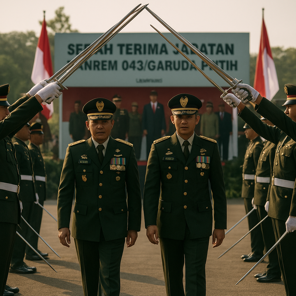 Tradisi Pedang Poros Mewarnai Sertijab Danrem 043/Garuda Putih