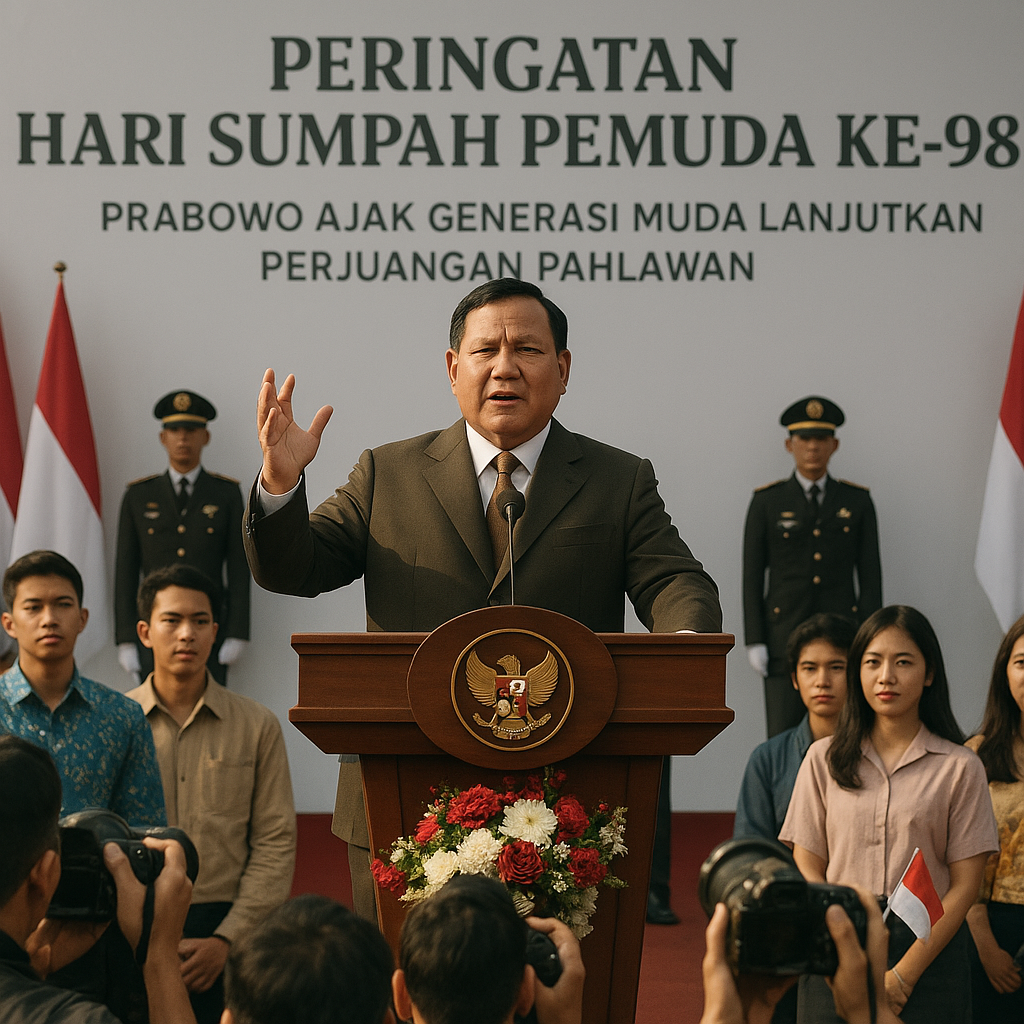 Peringatan Hari Sumpah Pemuda ke-98, Prabowo Ajak Generasi Muda Lanjutkan Perjuangan Pahlawan
