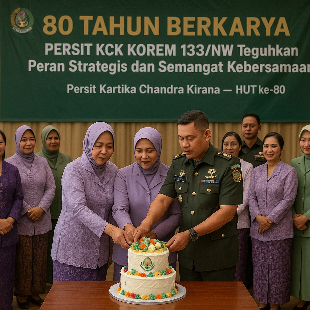 80 Tahun Berkarya, Persit KCK Korem 133/NW Teguhkan Peran Strategis dan Semangat Kebersamaan