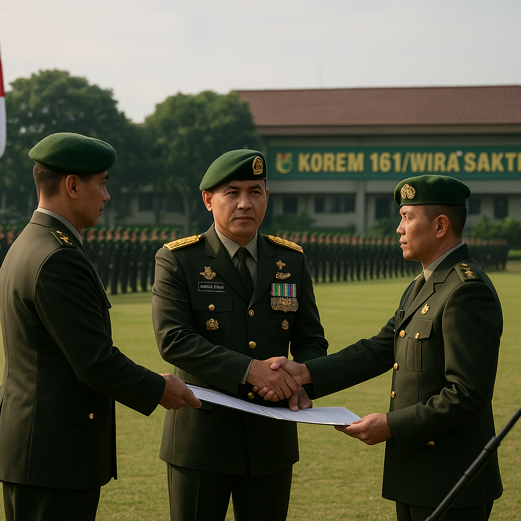 Danrem 161/Wira Sakti Pimpin Sertijab Kasrem dan Kasipers, Soroti Pentingnya Sinergi dan Kekompakan Satuan
