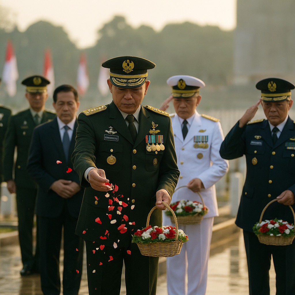 Upacara Ziarah Nasional, Panglima TNI dan Para Purnawirawan Tabur Bunga di TMP Kalibata