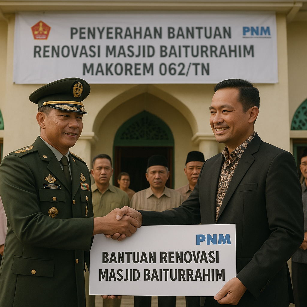 Danrem 062/TN Terima Bantuan Renovasi Masjid Baiturrahim Makorem 062/TN