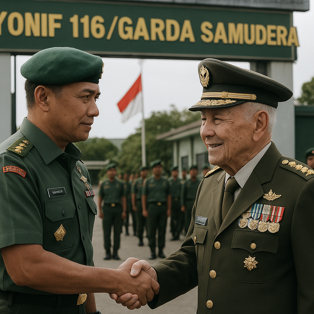 Danrem 012/TU Sambut Mayjen TNI (Purn) Fulad Kunjungi Yonif 116/GS untuk Bernostalgia