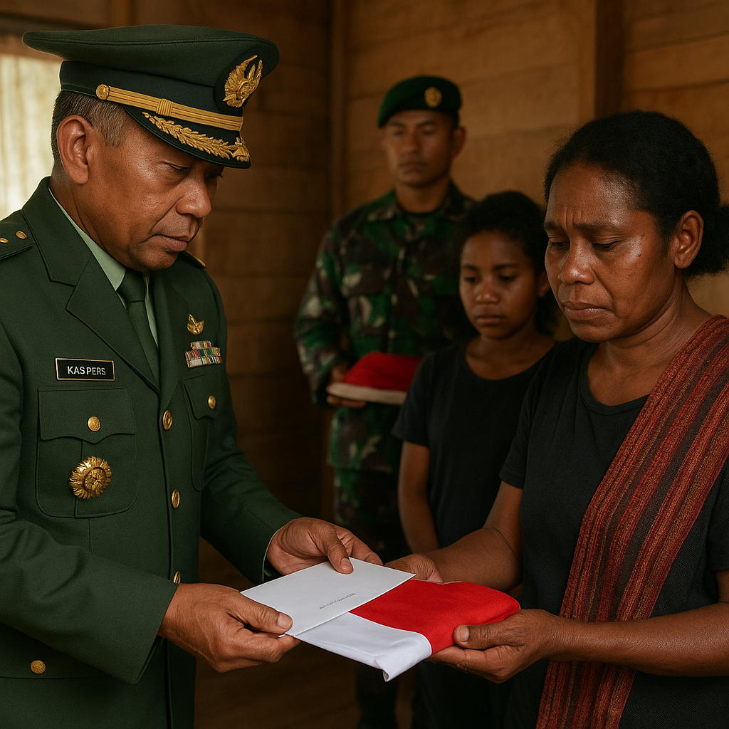 Mewakili Danrem 121/Abw, Kasipers Kunjungi Rumah Duka Prajurit Gugur di Papua