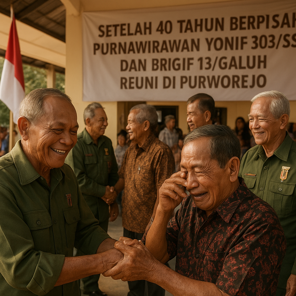 Setelah 40 Tahun Berpisah, Purnawirawan Yonif 303/SSM dan Brigif 13/Galuh Reuni di Purworejo