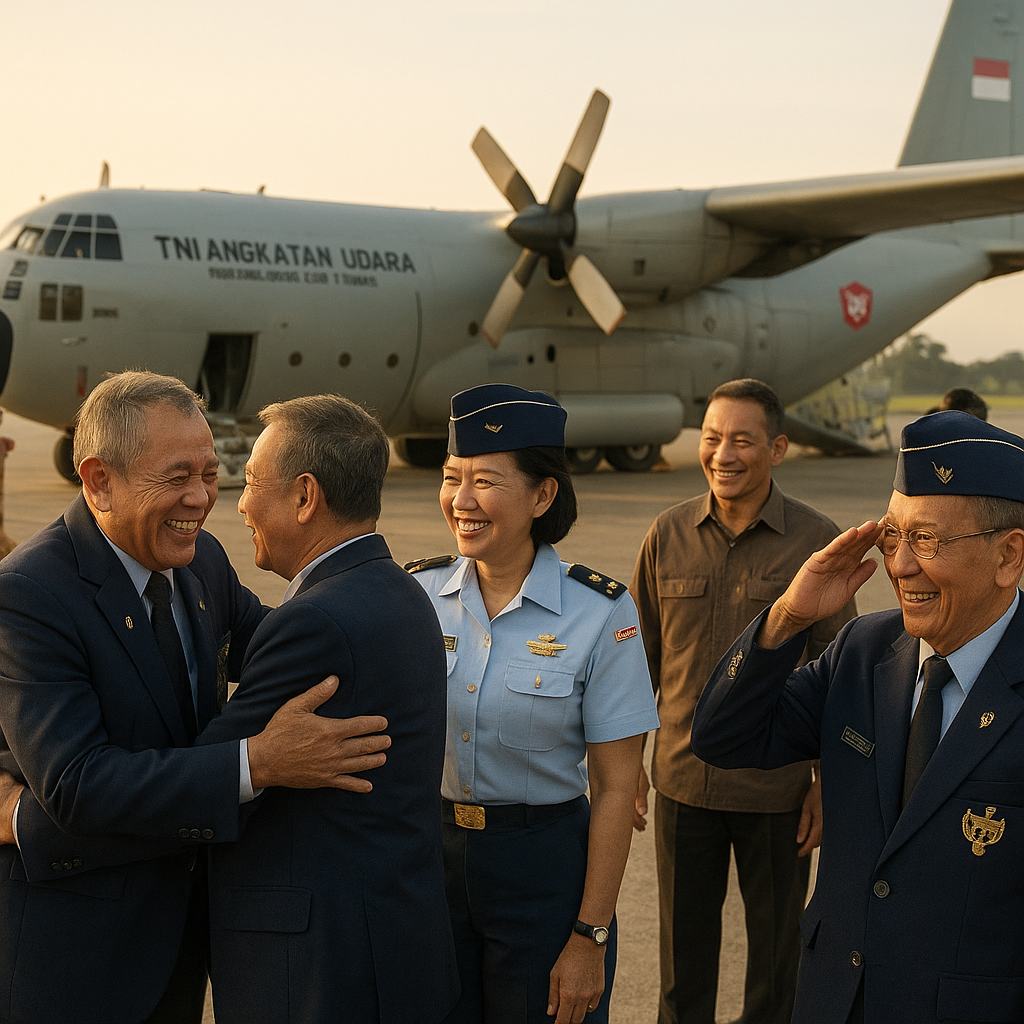 Purnawirawan TNI AU Kembali Terbang Bersama dengan Pesawat Hercules C-130
