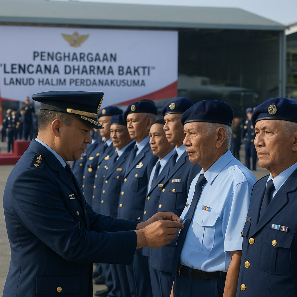Penghargaan 'Lencana Dharma Bakti' diberikan kepada 25 Purnawirawan TNI AU di Lanud Halim