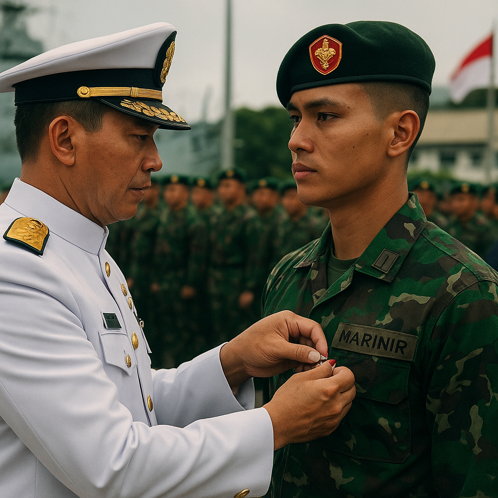 Korps Marinir Gelar Upacara Tradisi Penyematan Brevet 'Komando' Angkatan ke-55