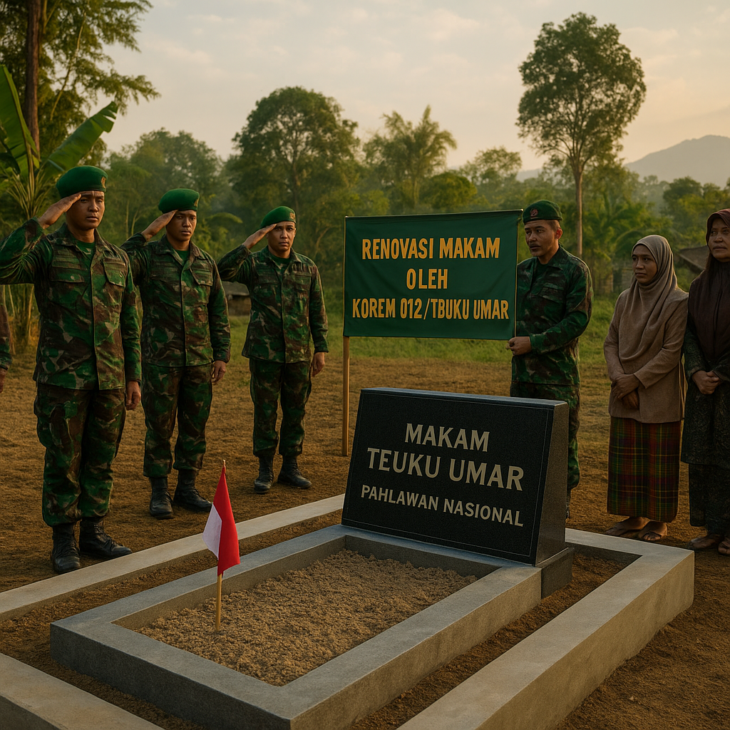 TNI rampungkan renovasi makam Teuku Umar di pedalaman Aceh Barat