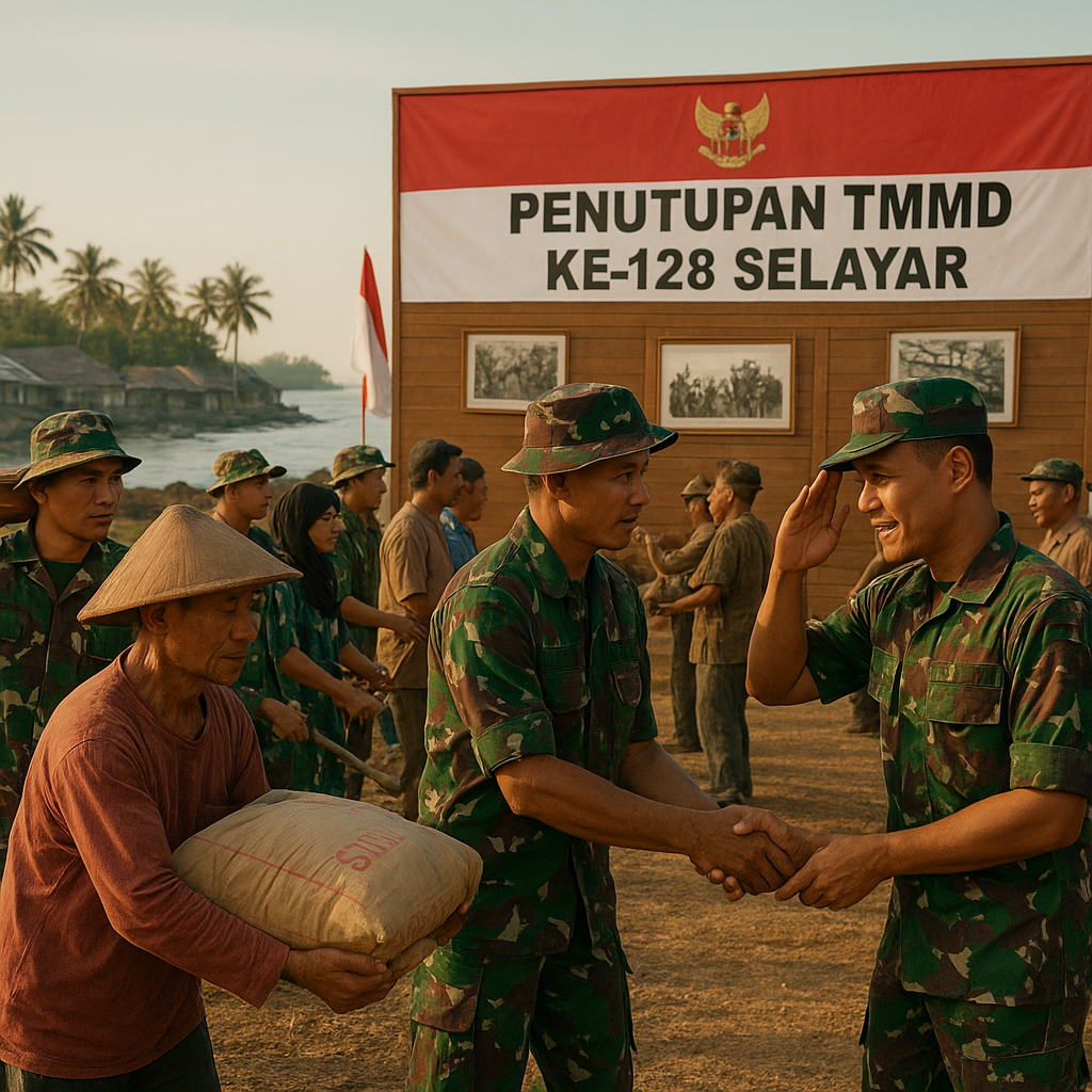 Semangat Gotong Royong Warnai Persiapan Penutupan TMMD 128 di Selayar