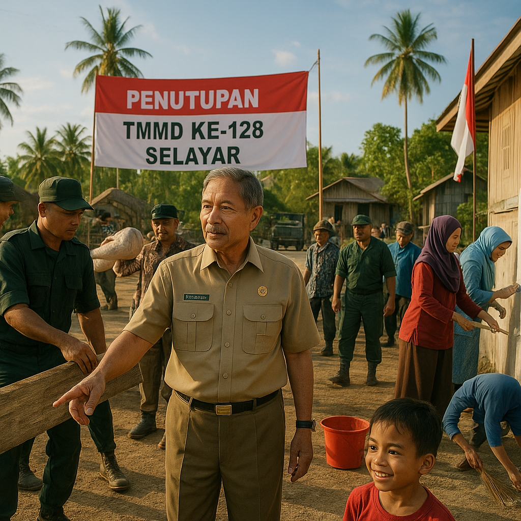 Semangat Gotong Royong Warnai Persiapan Penutupan TMMD 128 di Selayar