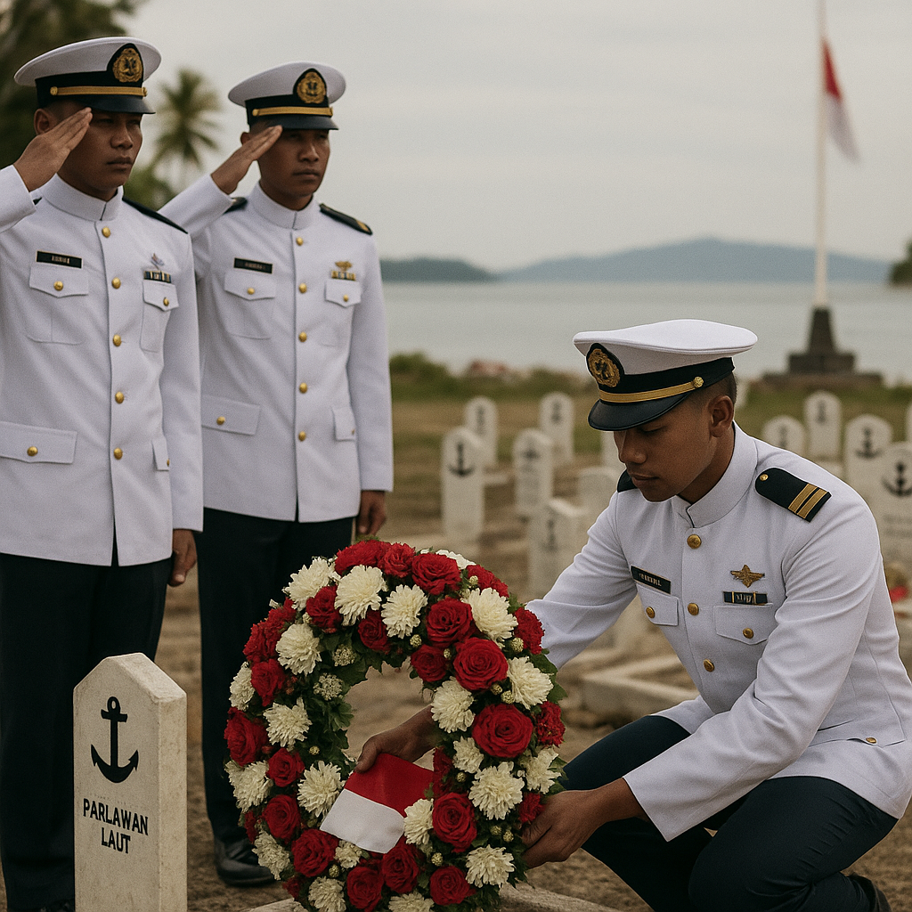 Peringatan Hari Kejayaan Kemaritiman, Lanal Tual Gelar Ziarah ke Makam Pahlawan Laut