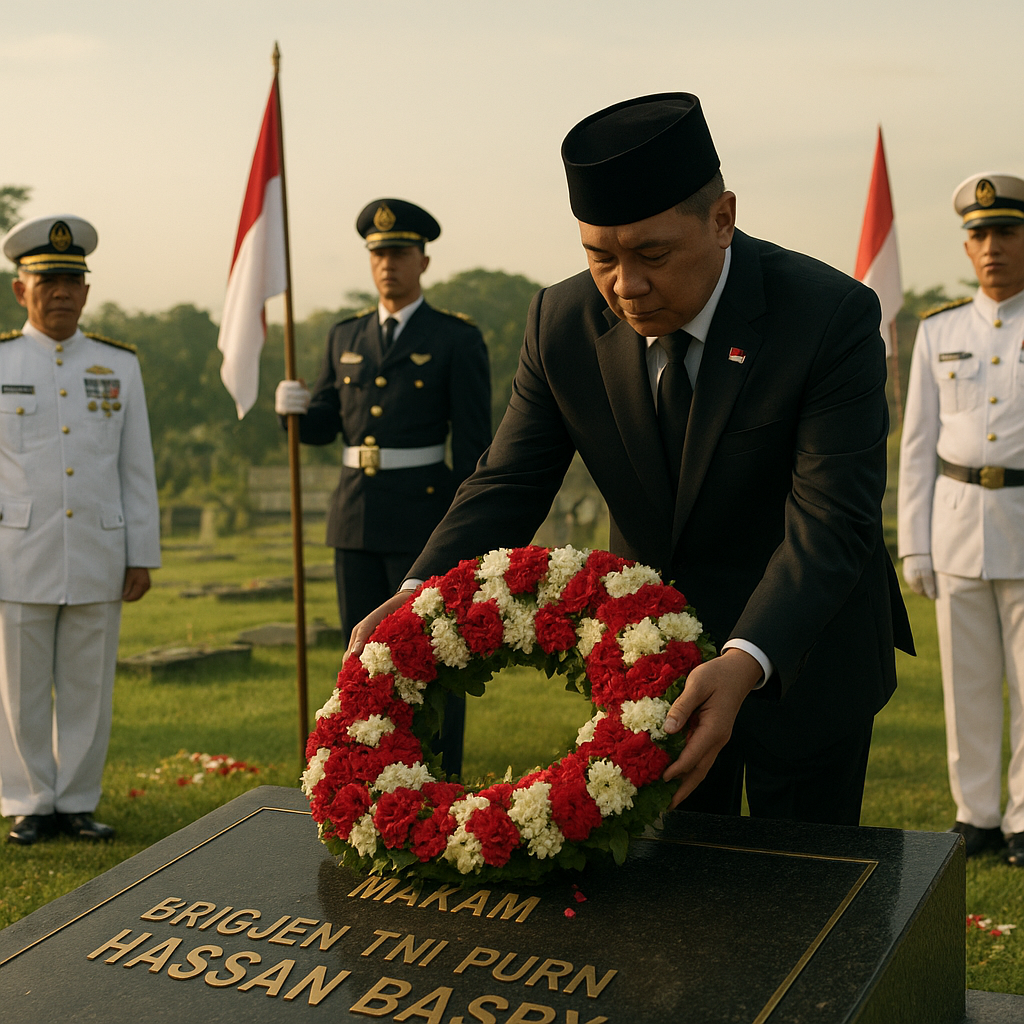 Wagub Kalsel Pimpin Ziarah HUT ke-77 Proklamasi Tentara ALRI di Makam Brigjen TNI Purn Hassan Basry
