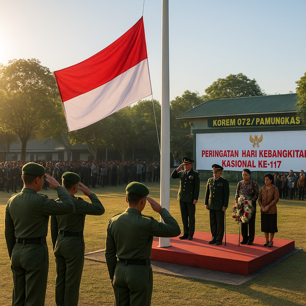 Korem 072/Pamungkas Gelar Upacara Khidmat Peringatan ke-117 Hari Kebangkitan Nasional