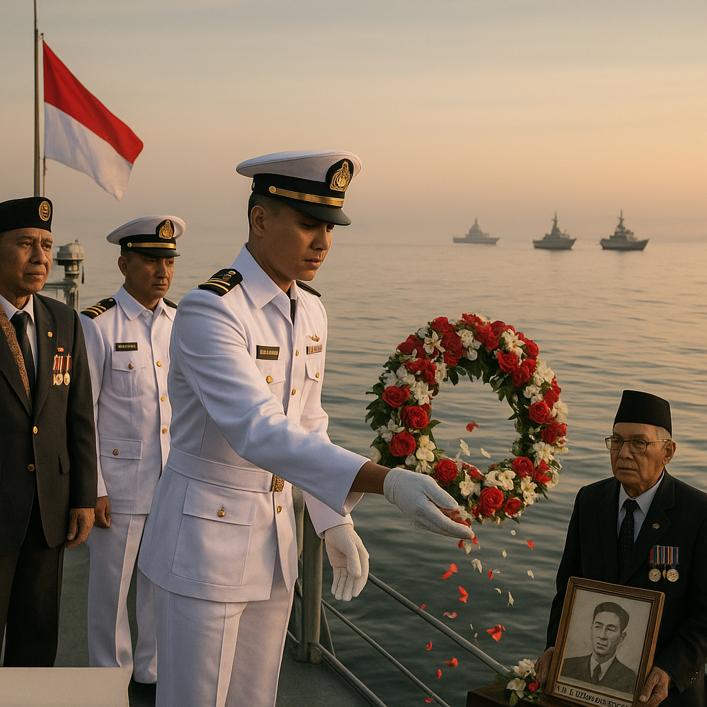 Upacara Tabur Bunga di Laut Jawa Peringati Pertempuran Laut Aru
