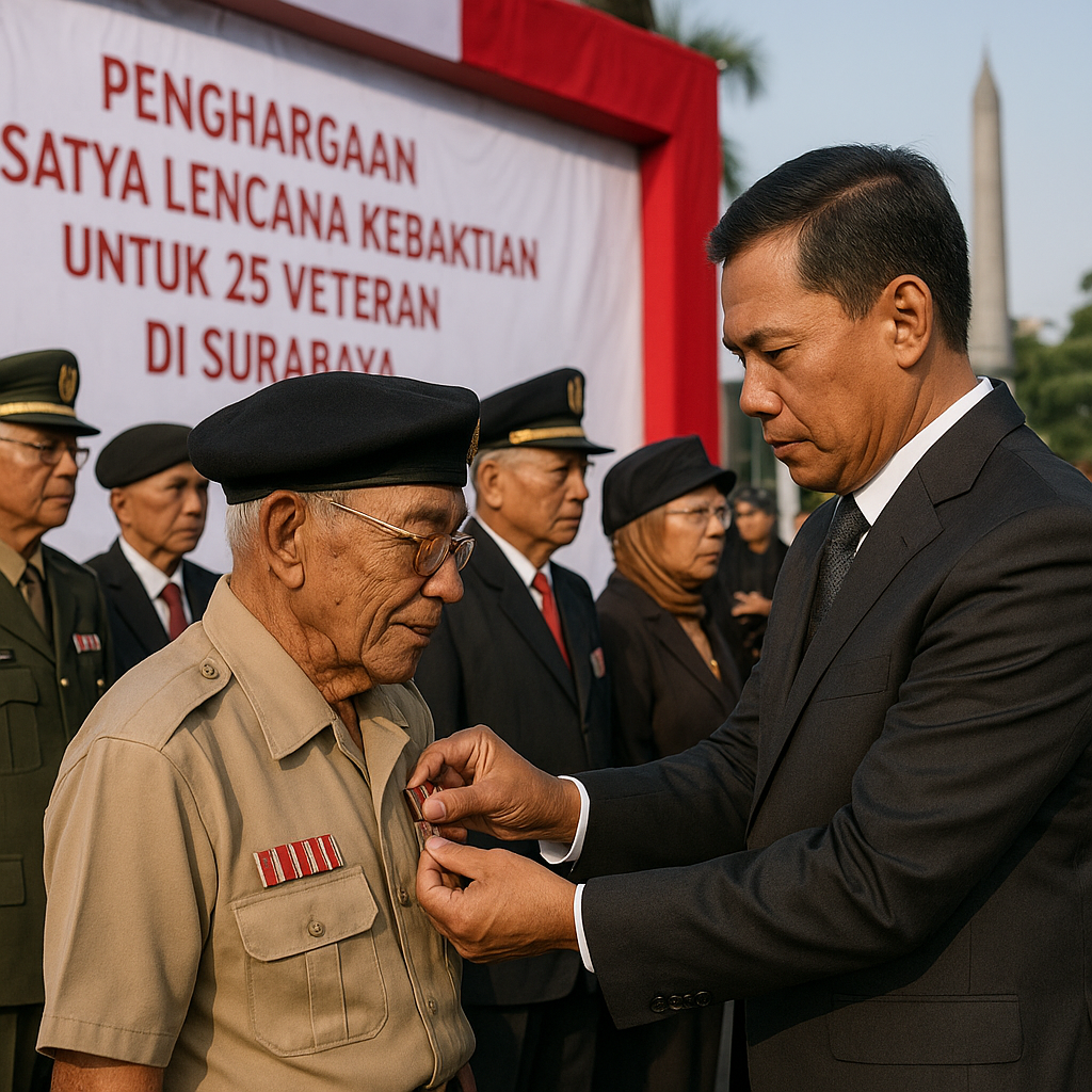 Penghargaan Satya Lencana Kebaktian untuk 25 Veteran di Surabaya