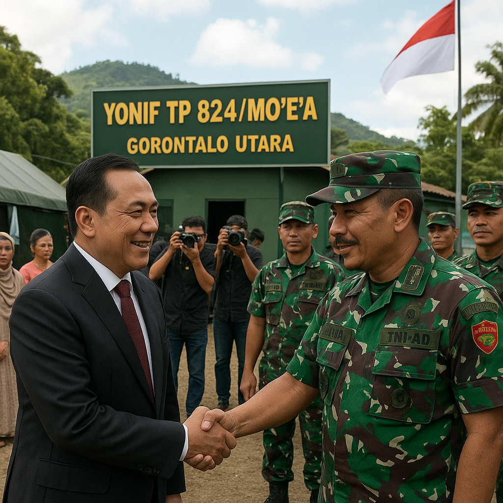 Menhan Tinjau Yonif TP 824/MO’E’A di Gorontalo Utara, Tekankan Peran Prajurit Bangun Ketahanan Wilayah dan Kesejahteraan Rakyat