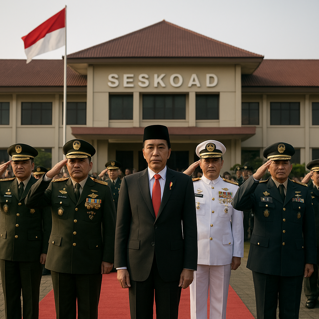 Panglima TNI dan Seluruh Kepala Staf Dampingi Presiden di Seskoad, Sinyal Penghormatan pada Tradisi AD