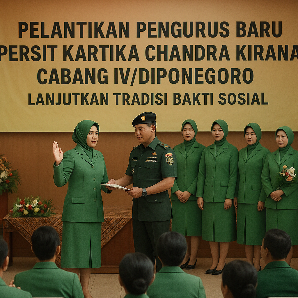 Pelantikan Pengurus Baru Persit Kartika Chandra Kirana Cabang IV/Diponegoro, Lanjutkan Tradisi Bakti Sosial
