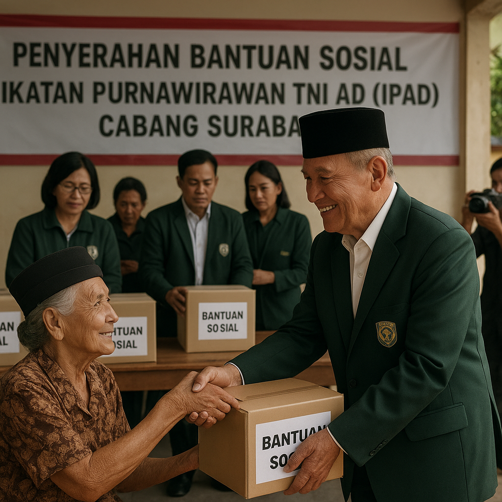 Penyerahan Bantuan Sosial oleh Ikatan Purnawirawan TNI AD (IPAD) Cabang Surabaya kepada Veteran Lansia